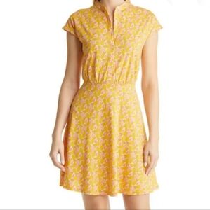 Boden Yellow Pineapple Button Front Dress 10 Petite